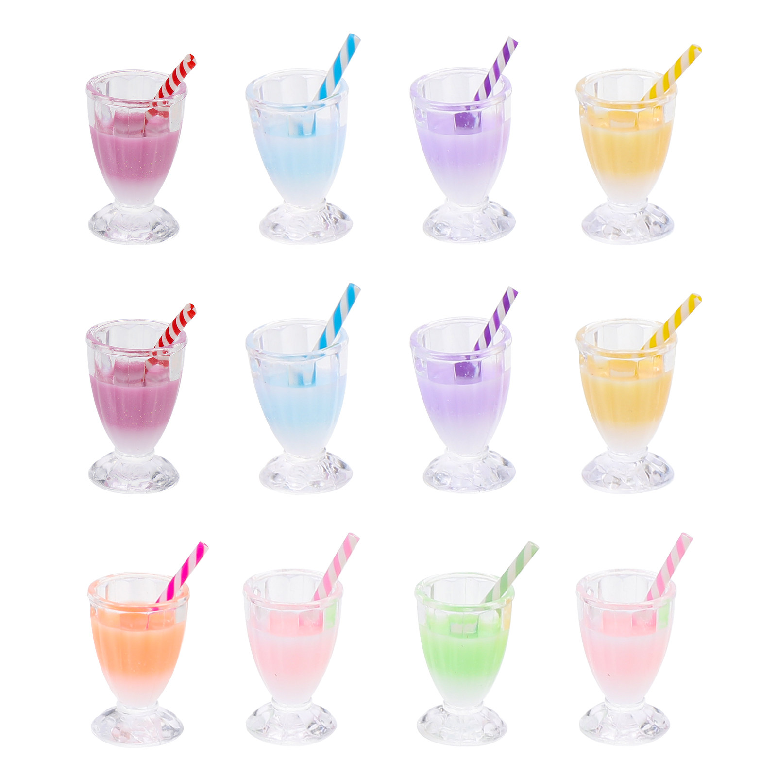 Resin Crafts - 12Pcs Milk Tea Bottle Charms Resin