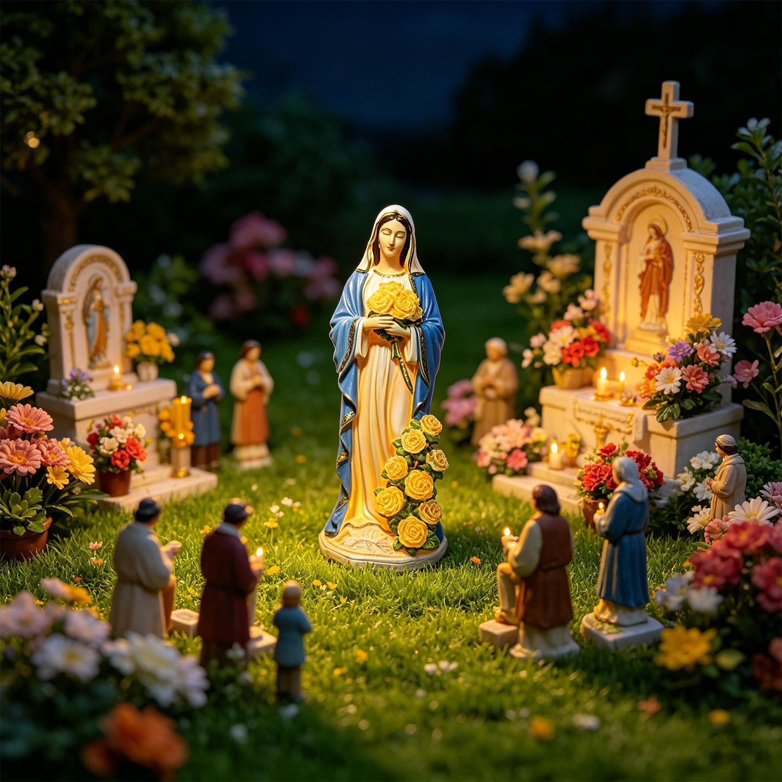 Virgin Mary Solar Statue Garde - Resin Crafts review and price