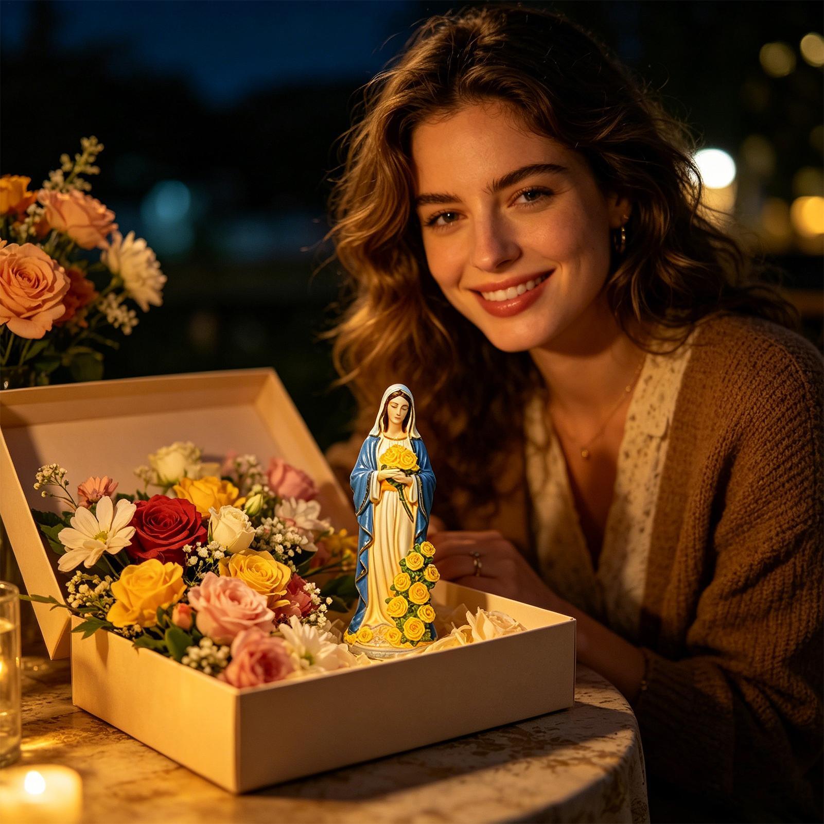 Virgin Mary Solar Statue Garde - Resin Crafts review and price