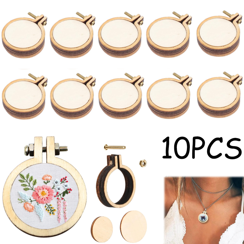 10Pcs/Set Wooden Mini Embroide - Wood Ring Blank review and price